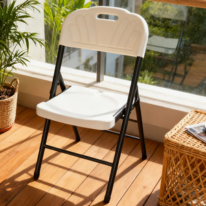 Chaise pliante en plastique pour l'intérieur et l'extérieur, chaise de pique-nique, chaise de stade, chaise de camping pliante avec dossier - Product Image 2
