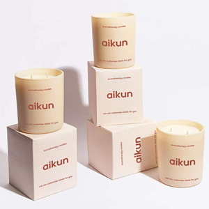 AIKUN Homeware - Collection Tranquillity - Bougie en cire de soja parfumée à la vanille - Combustion en bois de luxe - Bougies parfumées personnalisées - Coffret cadeau - Product Image 1