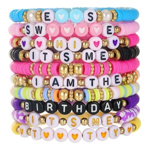 Bijoux en acier inoxydable Bracelets <span class=keywords><strong>d</strong></span>'amitié <span class=keywords><strong>d</strong></span>'usine <span class=keywords><strong>Lettre</strong></span> Nom Perles colorées Bracelet Bijoux de mode Bracelet Couples Amis - Product Image 5