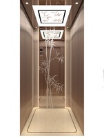 Ascenseur de villa en acier inoxydable et aluminium de style chinois |   Ventilateur sans engrenages AC moderne, design Lotus gravé, fonctionnement silencieux, système de sécurité complet
