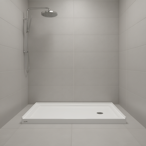 Plato de ducha rectangular Vevor de 60 pulgadas x 32 pulgadas, acrílico blanco, antideslizante, con drenaje a la derecha, instalación en el suelo. - Product Image 2