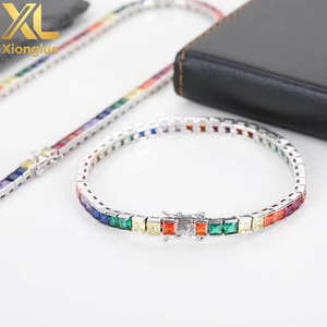 Hip Hop Bracelet 4mm Color Tennis Chain Micro-inlaid Square Zircon Hipster Hipster Hip Hop Bracelet Jewelry Tanjing Fashion - Product Image 4