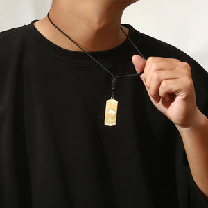 Collier personnalisé en acier inoxydable plaqué or carte de tarot 12 <span class=keywords><strong>horoscope</strong></span> signe du zodiaque collier pendentif tressé en corde de nylon noir - Product Image 3