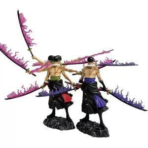 Modelo 2026 de 40 cm para Zoro, estatua de anime, modelo de PVC, juguete con 3 cabezas y 6 brazos para el estilo de los nueve cuchillos, 2 estilos, figura de acción decorativa. - Product Image 1