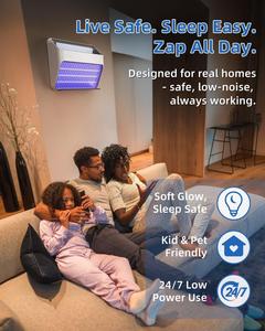 Asesino de mosquitos <span class=keywords><strong>el</strong></span>éctrico portátil de 2000mAh montado en la pared con interruptor de Sensor de luz y Sticky Fly Board Bug Zapper - Product Image 4