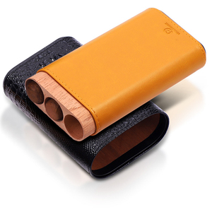 豪华皮革雪茄盒，带内置切割器的便携式旅行雪茄盒，防潮设计批发 - Product Image 4