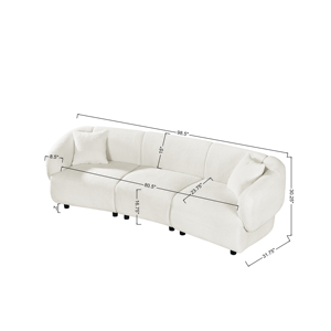 Designed Contemporary 3-Seater <b>Sofa</b> Set Beige Boucle Convertible Plush Seating Streamlined Design Durable Wood <b>Legs</b> Frame - Product Image 4