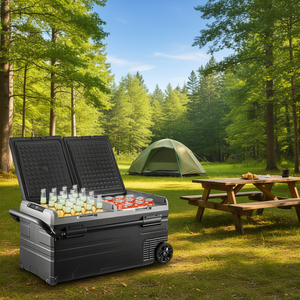 Réfrigérateur de voiture portable 100 litres, double zone, compresseur, congélateur, 12V 24V AC 100-240V, glacière de camping extérieure - Product Image 2