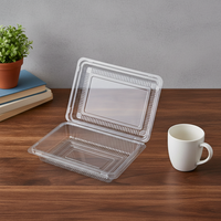 Boîte d'emballage transparente écologique en PET de qualité alimentaire avec couvercle rabattable pour gâteaux et desserts, design rectangulaire