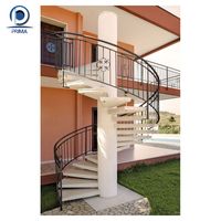 PRIMA Hochwertige Moderne Holz-Treppenstufen mit Glasbaluster, Maßgefertigte Gebogene Treppe für Häuser