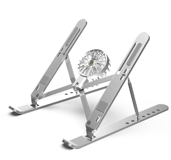 Height Adjustable Aluminum Notebook Stand Riser With Cooling Fan Foldable Portable Ergonomic Desktop Laptop Stand