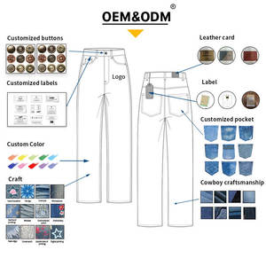 Jeans de Mezclilla Azul para Hombre, Peso Pesado, 13.5oz |   Pantalones de Trabajo con Diseño de Parches y Múltiples Bolsillos |   Fabricante OEM Venta al por Mayor - Product Image 3