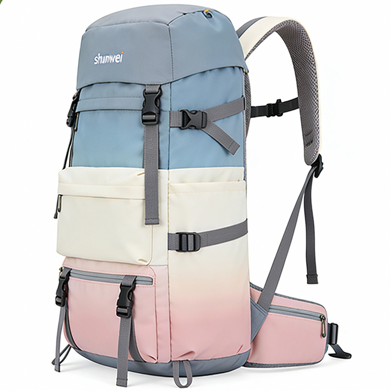 Blue-White-Pink Gradient Color-block