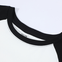 T-shirts personnalisés pour filles en coton et élasthanne de haute qualité, avec logo, color block, manches raglan, style baseball, décontractés, coupés, vente en gros