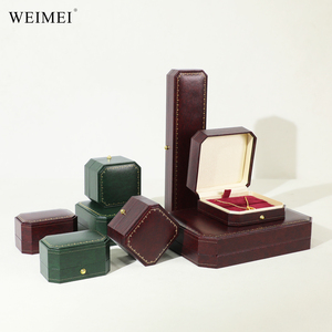 Boîte à bijoux octogonale élégante et moderne WEIMEI en papier vert émeraude pour mariage, fiançailles, avec logo personnalisé - Product Image 1