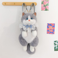 Sac à dos en peluche chat Ragdoll de simulation original, mignon, à double bandoulière, cadeau pour l'anniversaire de votre petite amie