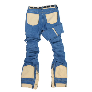 DiZNEW özel Denim mavi kot erkek şık pantolon Hip Hop pantolon kıvrımlar yığılmış pantolon - Product Image 2