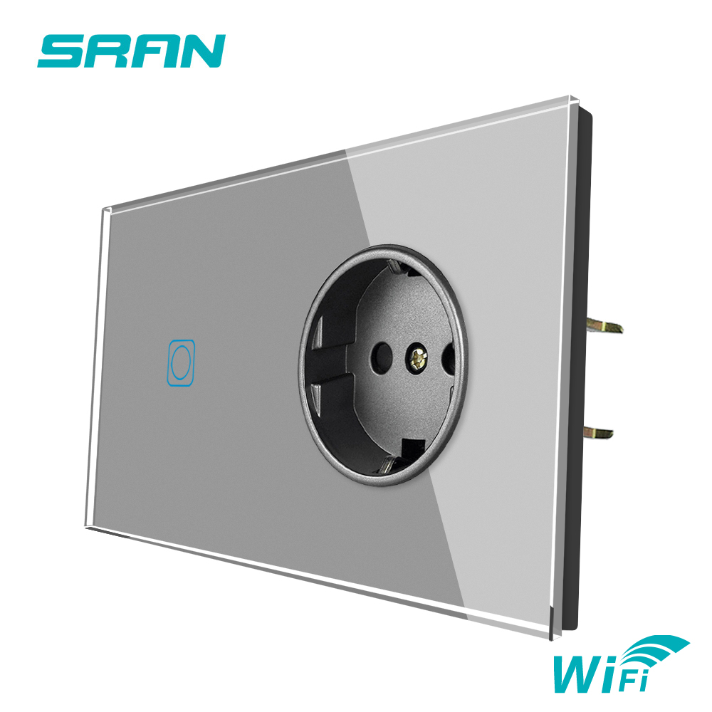 1 Gang Wifi + Enchufe Europeo Gris