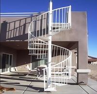 Escalier en colimaçon moderne en acier et bois, escalier droit pour grenier, appartement, villa, maison, intérieur/extérieur, cadre sécurisé