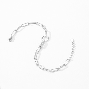 Bracelet chaîne en argent sterling S925 avec zircon et motif lettre, bijou simple pour femme, version cuivre personnalisable - Product Image 4
