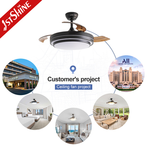1stshine LED Ventilateur de Plafond Usine 42 Pouces <span class=keywords><strong>3</strong></span> PC Lames Télécommande Noir Rétractable Ventilateur de Plafond Lumière - Product Image 5