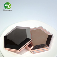 Boîte de luxe hexagonale OEM/ODM en plastique doré électroplaqué pour poudre et fard à joues, emballage cosmétique vide personnalisable en gros