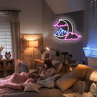 Lampe néon décorative murale style Ins, motif paysage étoilé, tendance 'coeur de fille', pour dortoir et rénovation de chambre de location