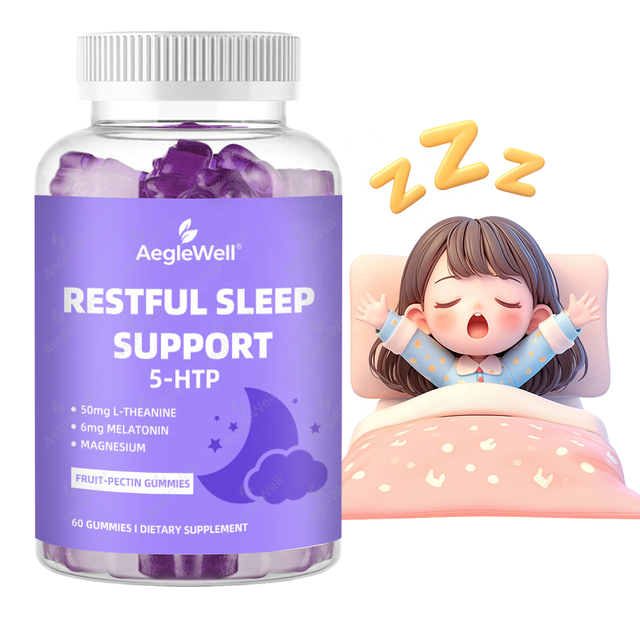 Aegelwell 5-HTP Sleep Gummies,6mg Melatonin with L-Theanine & Magnesium for Deep Sleep Support, Sleep Aid Gummies
