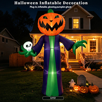 Diable de la récolte gonflable d'Halloween de 2,4 m (8 pieds) avec lumière LED intégrée, décoration extérieure pour jardin avec piquets et cordes, modèle CE RoHS