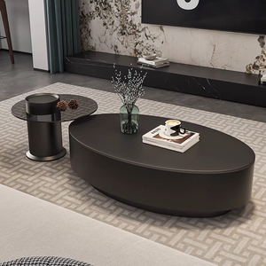 Moderno semplice Rock Slab girovita tavolino da caffè <span class=keywords><strong>di</strong></span> lusso Design ovale mobili per la casa per grandi salotti in metallo - Product Image 4