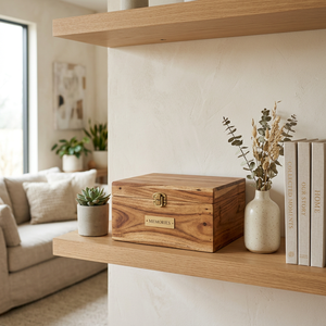 Caja <span class=keywords><strong>de</strong></span> <span class=keywords><strong>Recuerdos</strong></span> <span class=keywords><strong>de</strong></span> Madera Decorativa Grande para Fotos y Objetos Preciados - Cofre del Tesoro Hecho a Mano con Cierre Magnético - Product Image 3