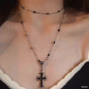 Collar de Gargantilla de regalo de cultura juvenil alternativa cruzada apilable segmentada actualizada para mujeres Punk accesorio de moda de subcultura - Product Image 3