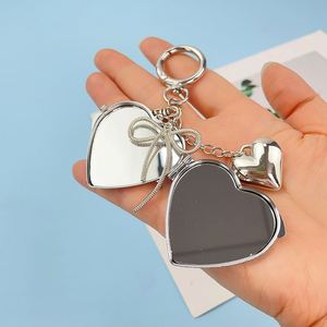 Private Label Heart-Shaped Mini <b>Makeup</b> Mirror Key Chain Folding Portable Private Label <b>Compact</b> Pocket Mirror - Product Image 3