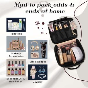 Travel <b>Makeup</b> Bag Leather Cosmetic <b>Case</b> Organizer Portable Artist Storage Bag for Cosmetics <b>Makeup</b> Brushes Toiletry Jewelry - Product Image 2