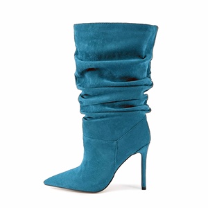 Offres Spéciales Slouch sans lacet femmes chaussette <span class=keywords><strong>bottes</strong></span> Faux <span class=keywords><strong>daim</strong></span> Sexy talon haut dames hiver mi-mollet <span class=keywords><strong>bottes</strong></span> - Product Image 2