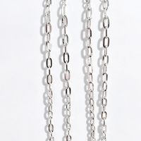 Cadena de Eslabones Planos Largos de Plata 925 al por Mayor, Cadena Rectangular Plana para Fabricación de Joyas, para Pulseras y Collares DIY