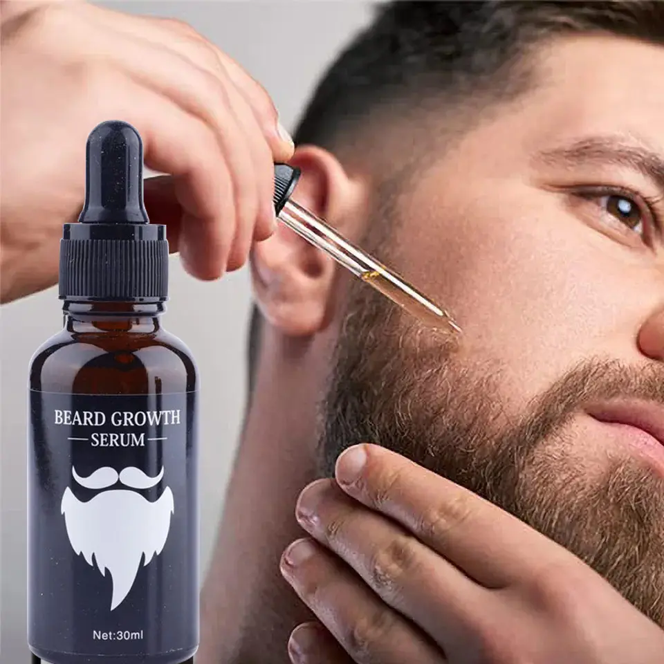 Sérum de croissance de barbe de marque privée conditionneur de barbe formule biologique naturelle huile de croissance de barbe hydratante pour hommes pour hommes