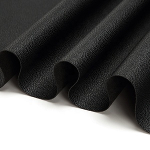 防水加工の黒色テクスチャードレザーレット生地、ダークリチエンボス加工<span class=keywords><strong>PU</strong></span>合成皮革、ハンドバッグやソファ用 - Product Image 4
