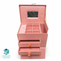 Boîte de rangement multi-compartiments personnalisée de luxe, impression personnalisée avec miroir et poignée portable, coffret cadeau