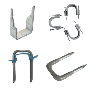 1/2 \ "W X 1 \" L Clavo de acero al carbono Grapas de cable de seguridad de plata Grapas de cable de punta afilada para asegurar superficies de madera de cable Anillo Doble - Product Image 3
