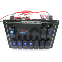 Panel saklar laut 10 Gang 12V Voltmeter Digital LED pengisi daya USB ganda soket pemantik rokok Panel kontrol sakelar Rocker perahu