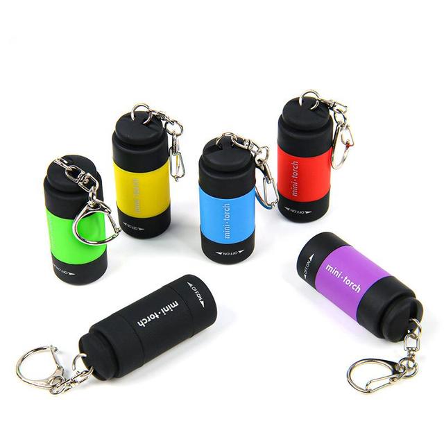 Mini Keychain Pocket Torch USB Rechargeable LED Light Flashlight Lamp Waterproof Keychain Light Pocket Torch Keyring Torch