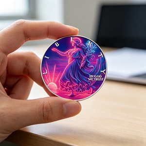 Koin Tantangan Tembaga Murni 1oz Grosir, Figur Liberty Neon 3D & Medali Elang untuk Koleksi Patriotik & Hadiah Dekorasi Seni - Product Image 3