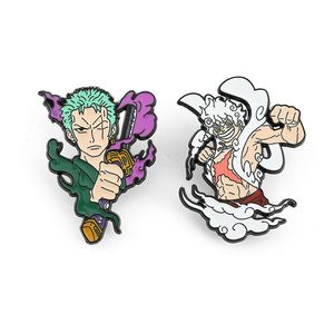 Pins de revers en émail de grande taille, de haute qualité, en métal, sur le thème de <span class=keywords><strong>One</strong></span> <span class=keywords><strong>Piece</strong></span> <span class=keywords><strong>Wanted</strong></span> Luffy <span class=keywords><strong>Zoro</strong></span>, pour collection de souvenirs et badges de dessins animés - Product Image 1