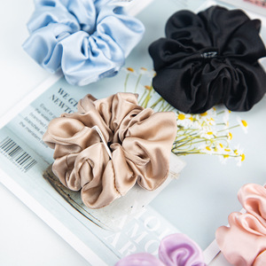 Chouchou en soie à haute élasticité, couleur unie, pour usage quotidien - Product Image 3