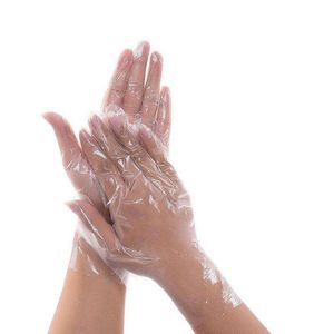 Прозрачные одноразовые перчатки из HDPE, 0.6 г, гладкие, пищевые, без латекса, водонепроницаемые, 26 см, толстые, нескользящие, прочные - Product Image 6