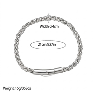Bracelet chaîne cubaine en acier inoxydable pour hommes, 21 cm, 4 mm, avec fermoir magnétique, plaqué or 18 carats, vente en gros