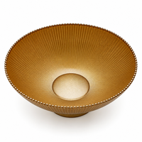 Bol à fruits en verre doré de 250 mm, bord côtelé perlé, décoratif, sans plomb, vaisselle de luxe pour buffet et banquet, vente en gros directe d'usine
