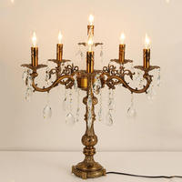 Lampe de table en cristal français avec éléments en verre K9, lampe de chevet et base en métal pour chambre à coucher, salon, éclairage de table
