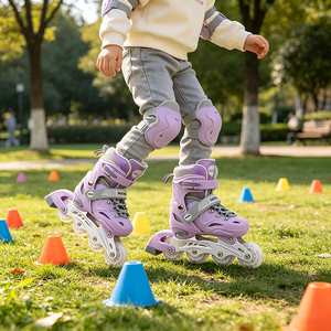 Patines en Línea Ajustables para Niños con Ruedas Luminosas de PVC, Patines de Ruedas para Exteriores para Niñas y Niños Principiantes, Patines para Niños - Product Image 2